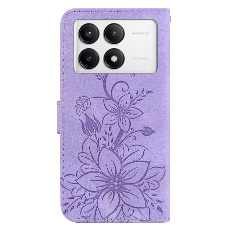 For Xiaomi Poco F6 Pro Lily Embossed Leather Phone Case