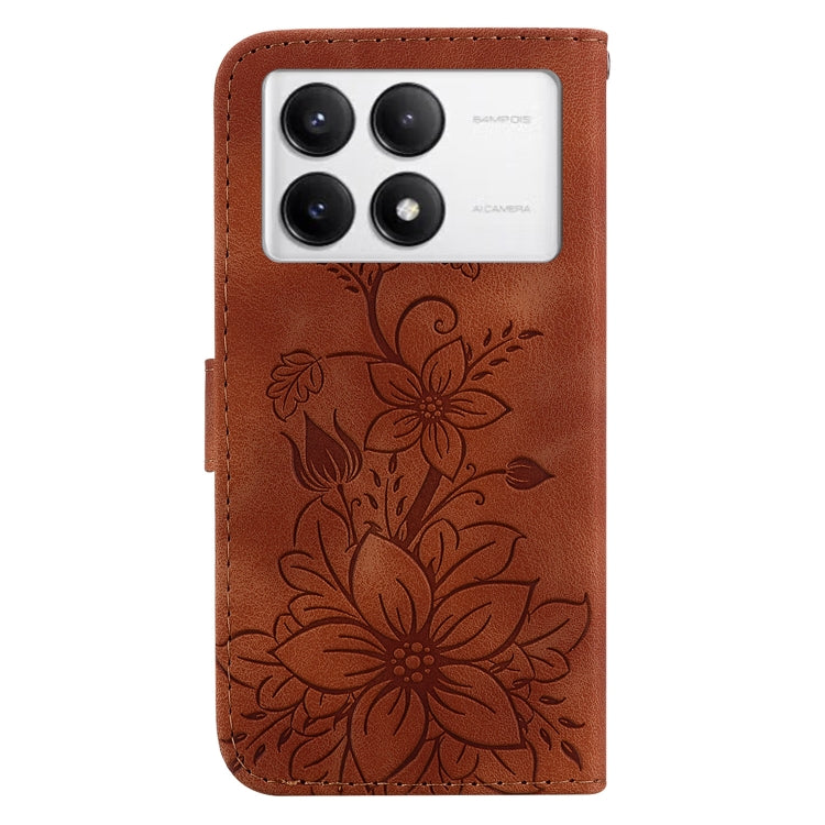 For Xiaomi Poco F6 Pro Lily Embossed Leather Phone Case