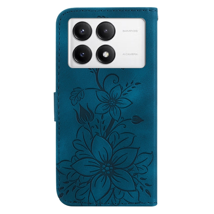For Xiaomi Poco F6 Pro Lily Embossed Leather Phone Case