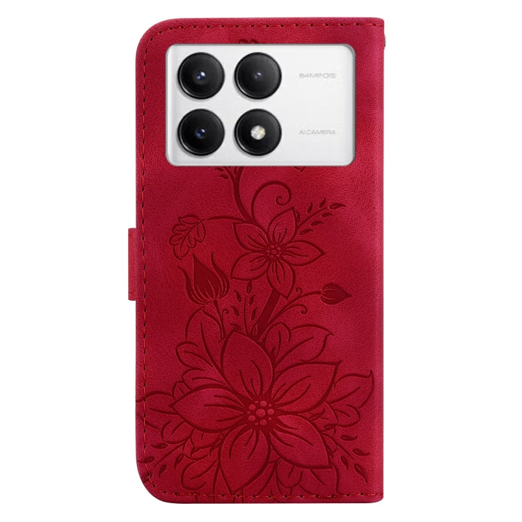 For Xiaomi Poco F6 Pro Lily Embossed Leather Phone Case
