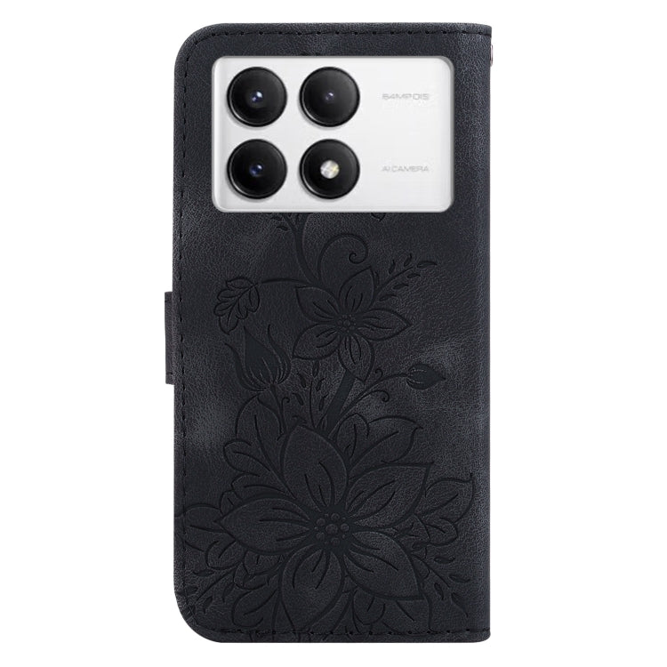 For Xiaomi Poco F6 Pro Lily Embossed Leather Phone Case