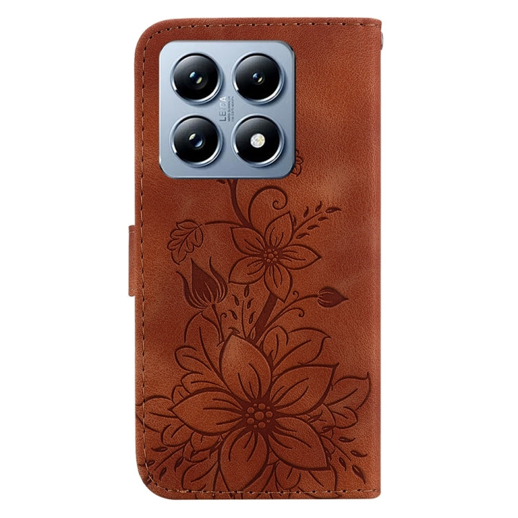 For Xiaomi 14T Lily Embossed Leather Phone Case