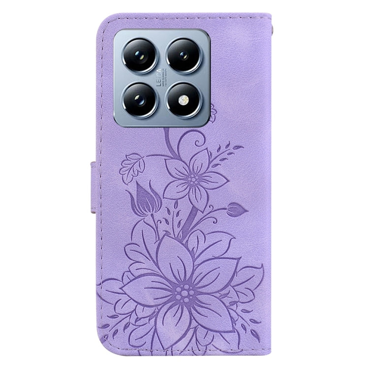 For Xiaomi 14T Pro Lily Embossed Leather Phone Case