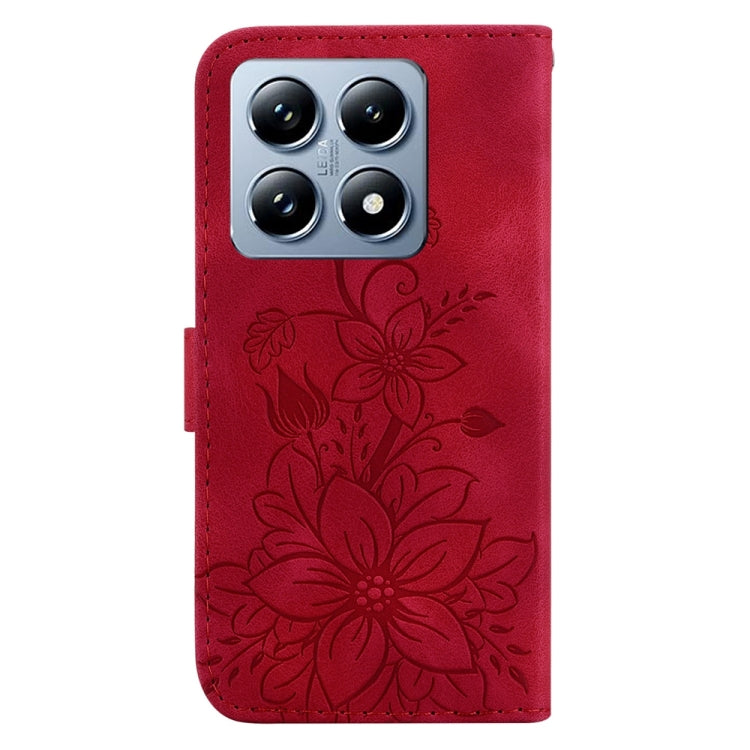 For Xiaomi 14T Pro Lily Embossed Leather Phone Case