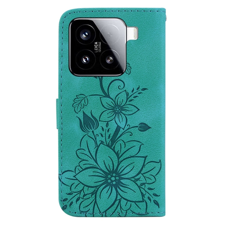 For Xiaomi 15 Lily Embossed Leather Phone Case