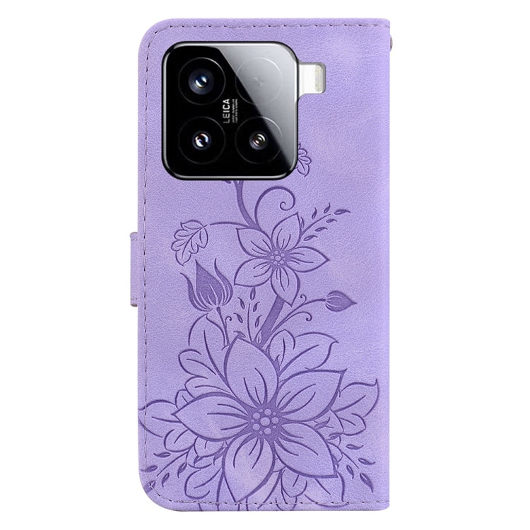 For Xiaomi 15 Lily Embossed Leather Phone Case