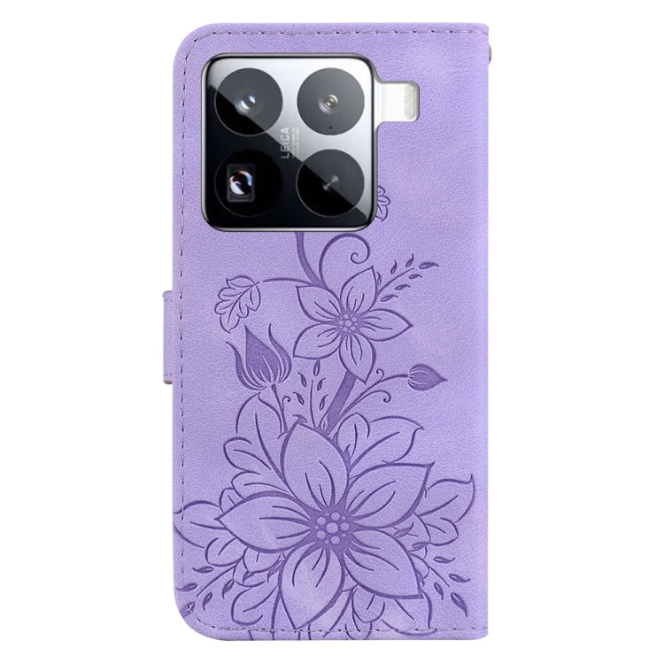 For Xiaomi 15 Pro Lily Embossed Leather Phone Case