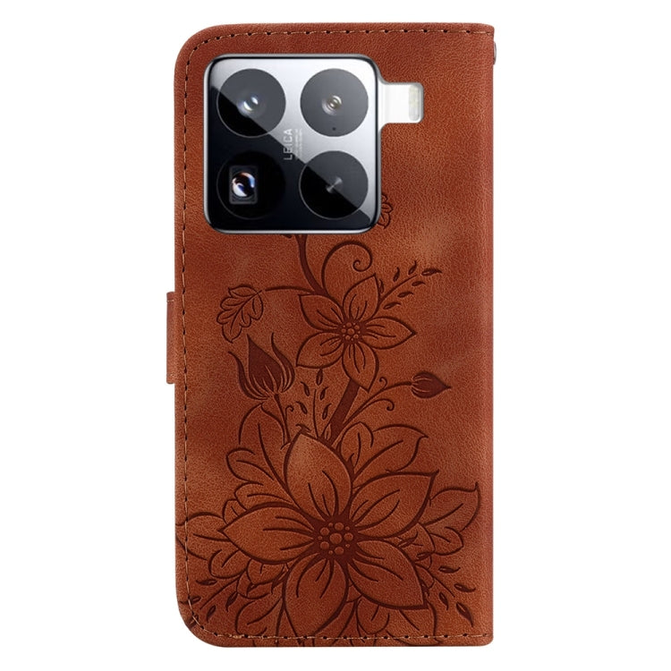 For Xiaomi 15 Pro Lily Embossed Leather Phone Case