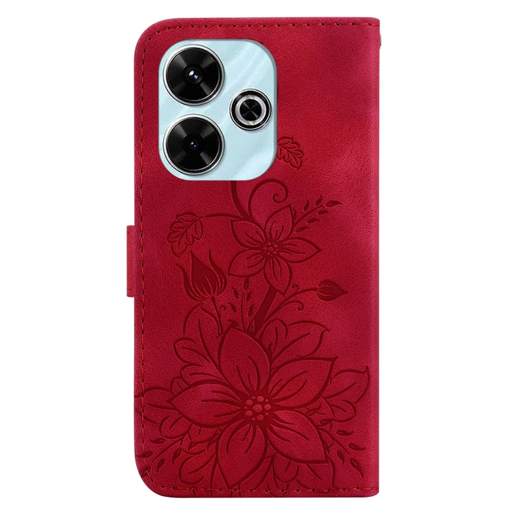 For Redmi 13 4G Lily Embossed Leather Phone Case