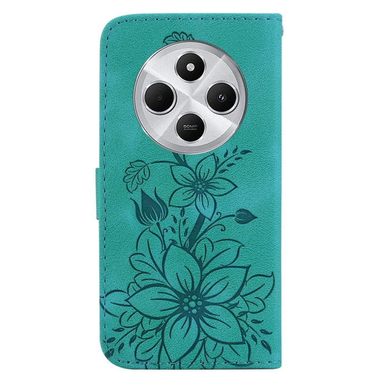For Redmi 14C 4G Lily Embossed Leather Phone Case