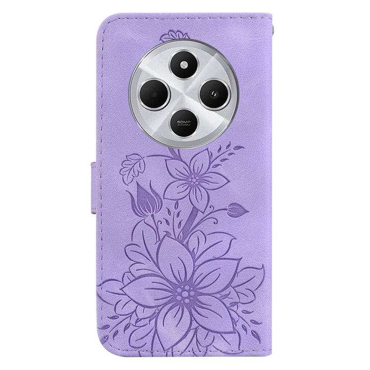 For Redmi 14C 4G Lily Embossed Leather Phone Case