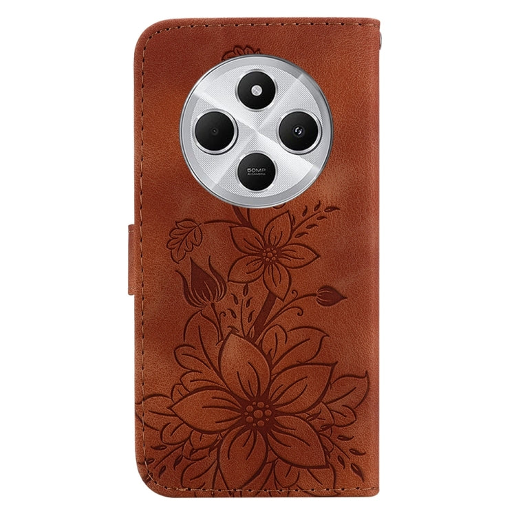 For Redmi 14C 4G Lily Embossed Leather Phone Case