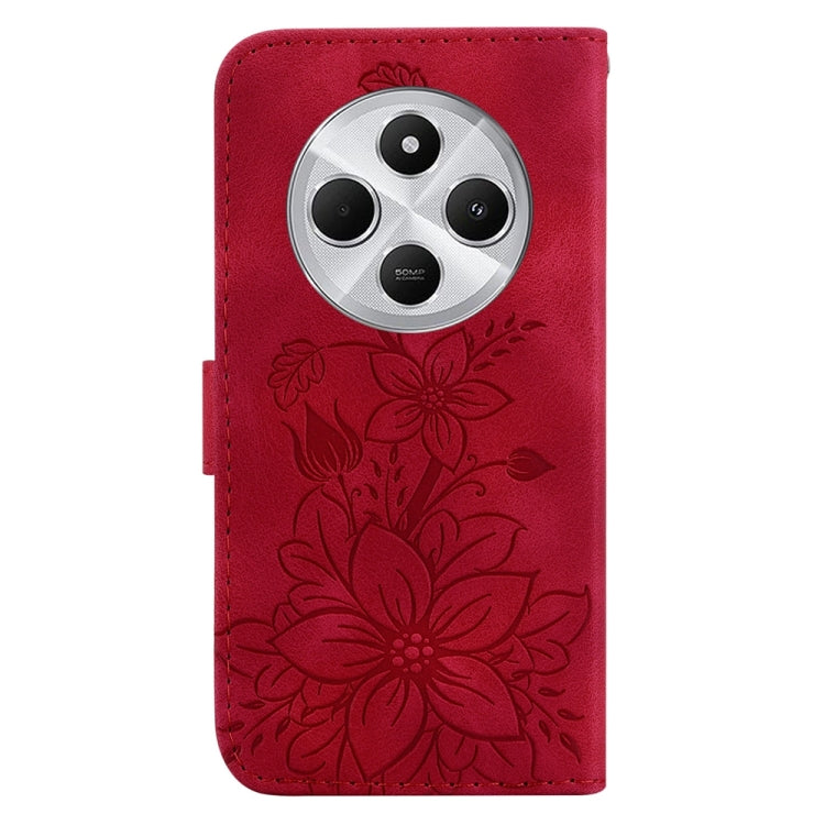 For Redmi 14C 4G Lily Embossed Leather Phone Case