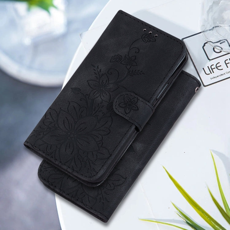 For Redmi 14C 4G Lily Embossed Leather Phone Case