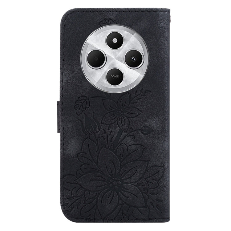 For Redmi 14C 4G Lily Embossed Leather Phone Case