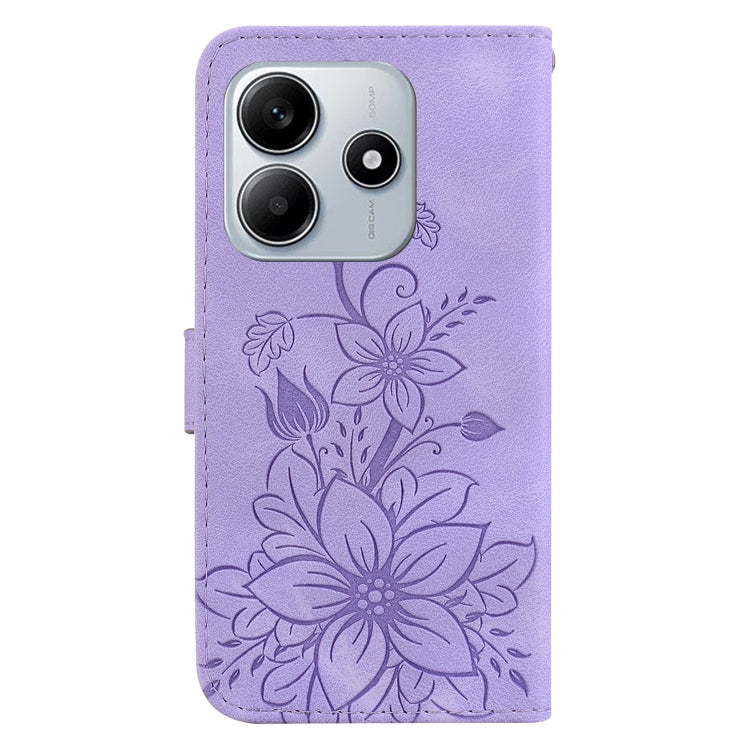 For Redmi Note 14 5G Lily Embossed Leather Phone Case