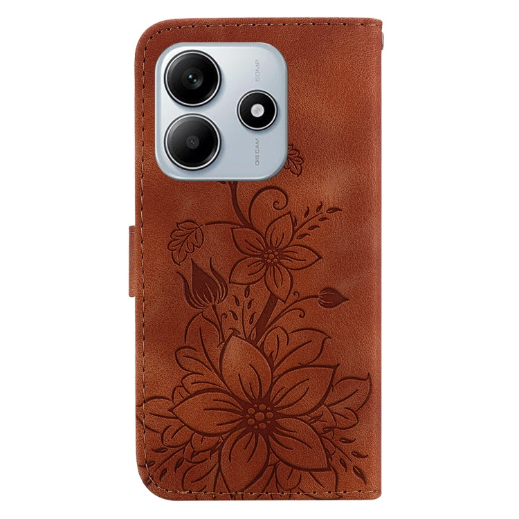 For Redmi Note 14 5G Lily Embossed Leather Phone Case