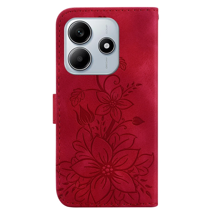 For Redmi Note 14 5G Lily Embossed Leather Phone Case