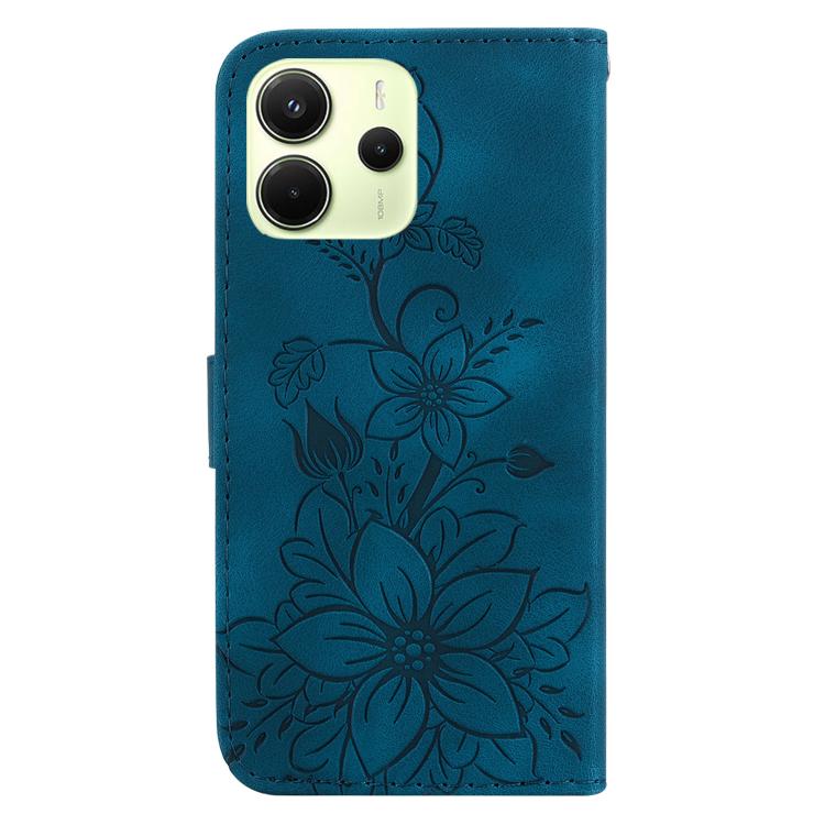 For Redmi Note 14 4G 163.25mm Lily Embossed Leather Phone Case