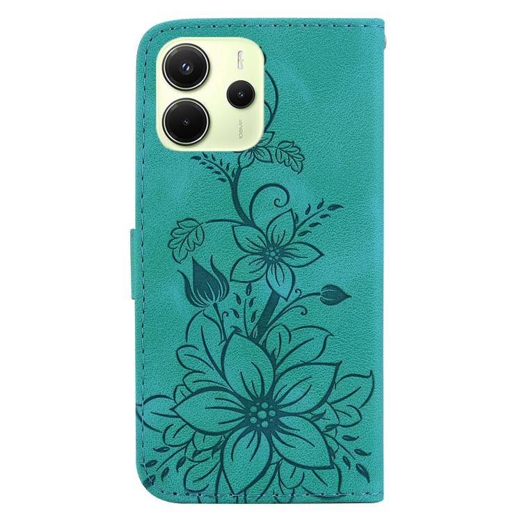 For Redmi Note 14 4G 164.84mm Lily Embossed Leather Phone Case