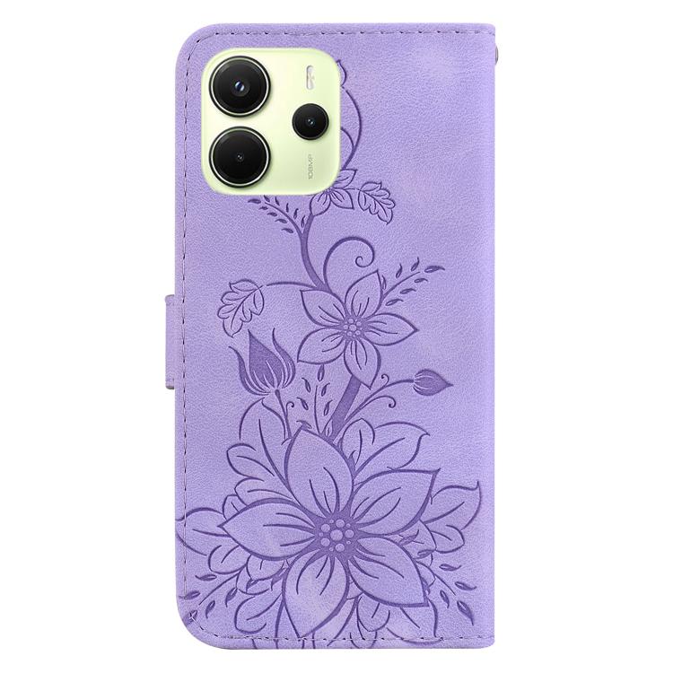 For Redmi Note 14 4G 164.84mm Lily Embossed Leather Phone Case