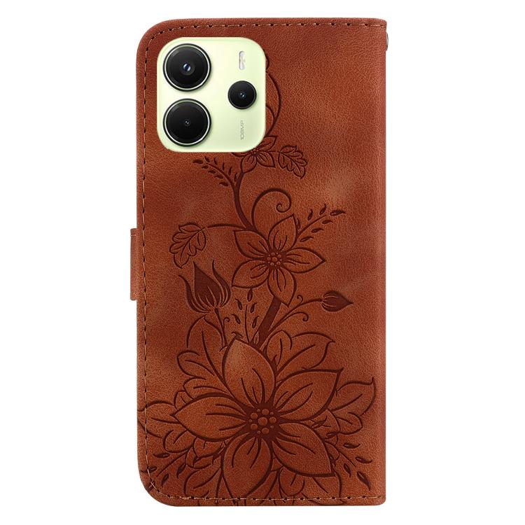 For Redmi Note 14 4G 164.84mm Lily Embossed Leather Phone Case