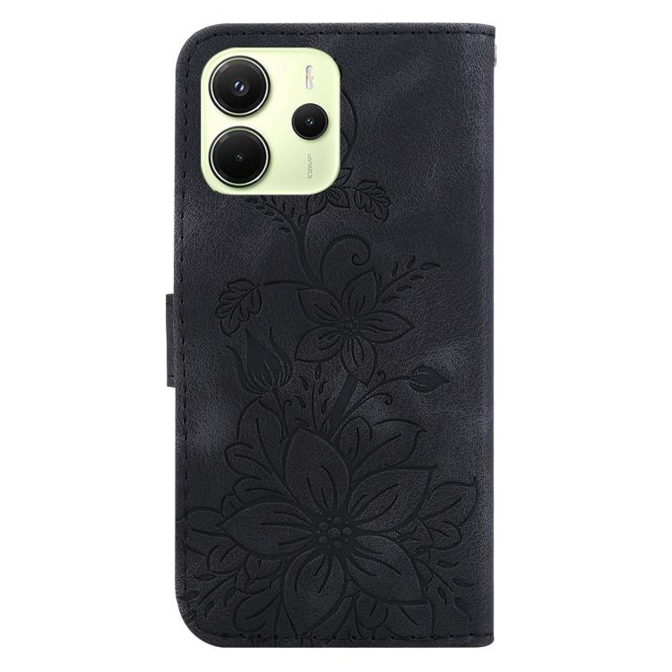 For Redmi Note 14 4G 164.84mm Lily Embossed Leather Phone Case
