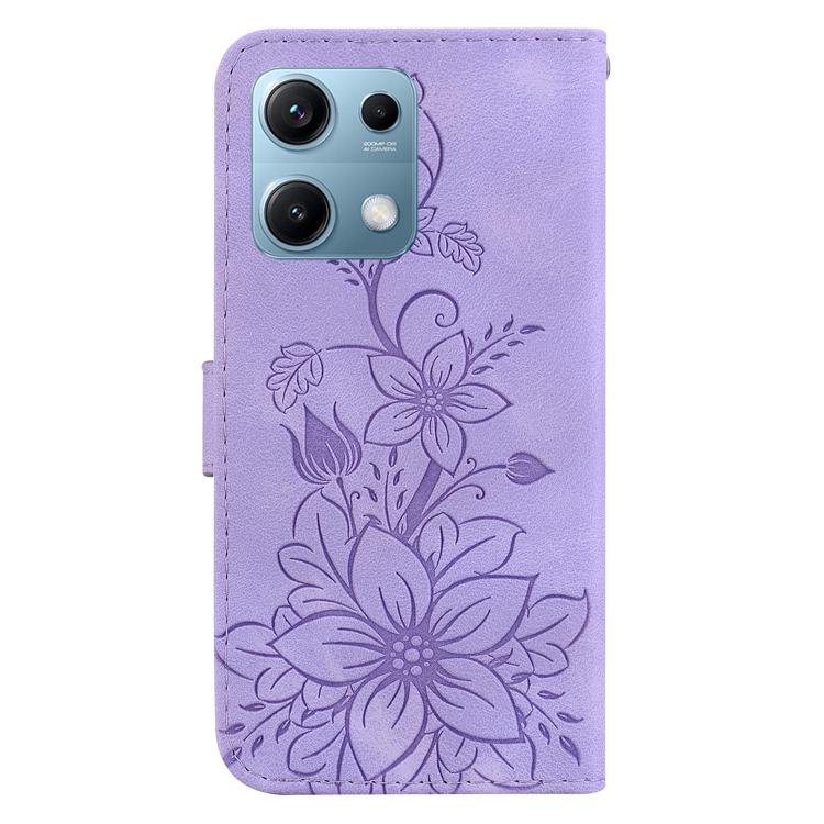 For Redmi Note 14S 4G Lily Embossed Leather Phone Case