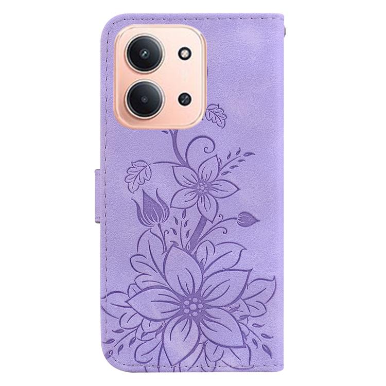 For Redmi 15C 5G / 4G EU 173mm / Poco C85 5G Lily Embossed Leather Phone Case