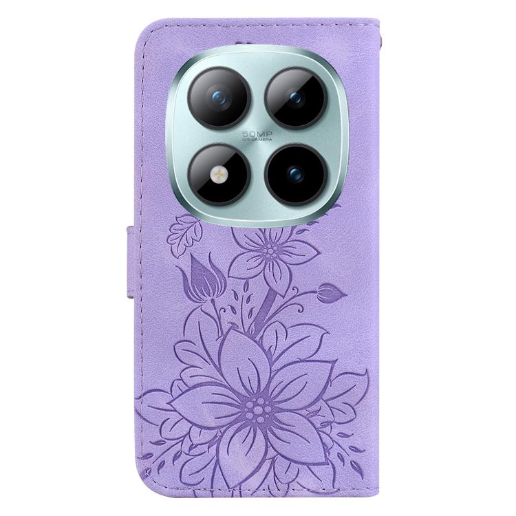 For Redmi Note 15 Pro+ 5G 163.3mm / Poco M8 Pro 5G Lily Embossed Leather Phone Case