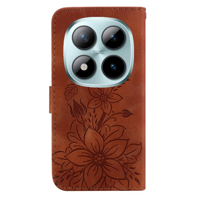 For Redmi Note 15 Pro+ 5G 163.3mm / Poco M8 Pro 5G Lily Embossed Leather Phone Case