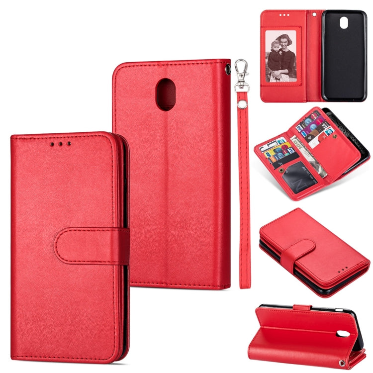 For Samsung Galaxy J7 (2018) Ultra-thin 9 Card Horizontal Flip Leather Case, with Card Slots & Holder & Lanyard