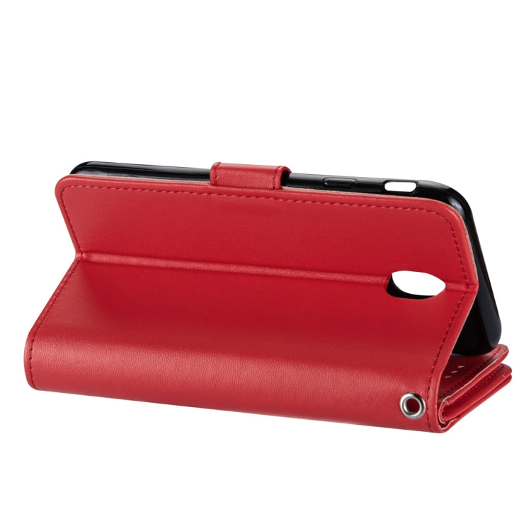 For Samsung Galaxy J7 (2018) Ultra-thin 9 Card Horizontal Flip Leather Case, with Card Slots & Holder & Lanyard