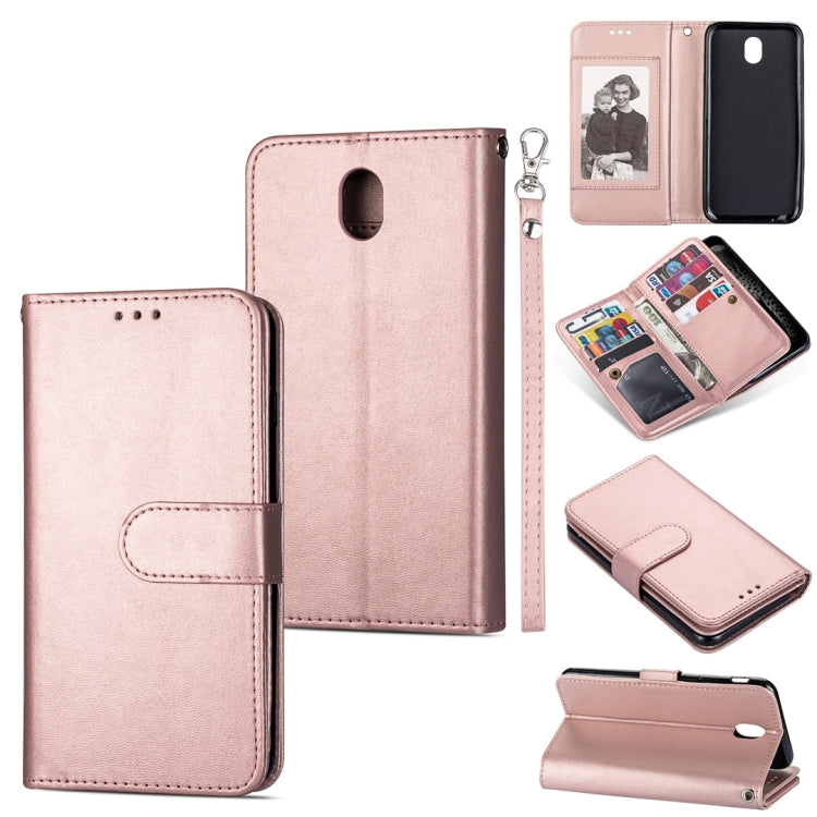 For Samsung Galaxy J7 (2018) Ultra-thin 9 Card Horizontal Flip Leather Case, with Card Slots & Holder & Lanyard