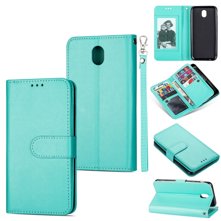 For Samsung Galaxy J7 (2018) Ultra-thin 9 Card Horizontal Flip Leather Case, with Card Slots & Holder & Lanyard