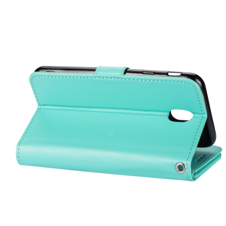 For Samsung Galaxy J7 (2018) Ultra-thin 9 Card Horizontal Flip Leather Case, with Card Slots & Holder & Lanyard