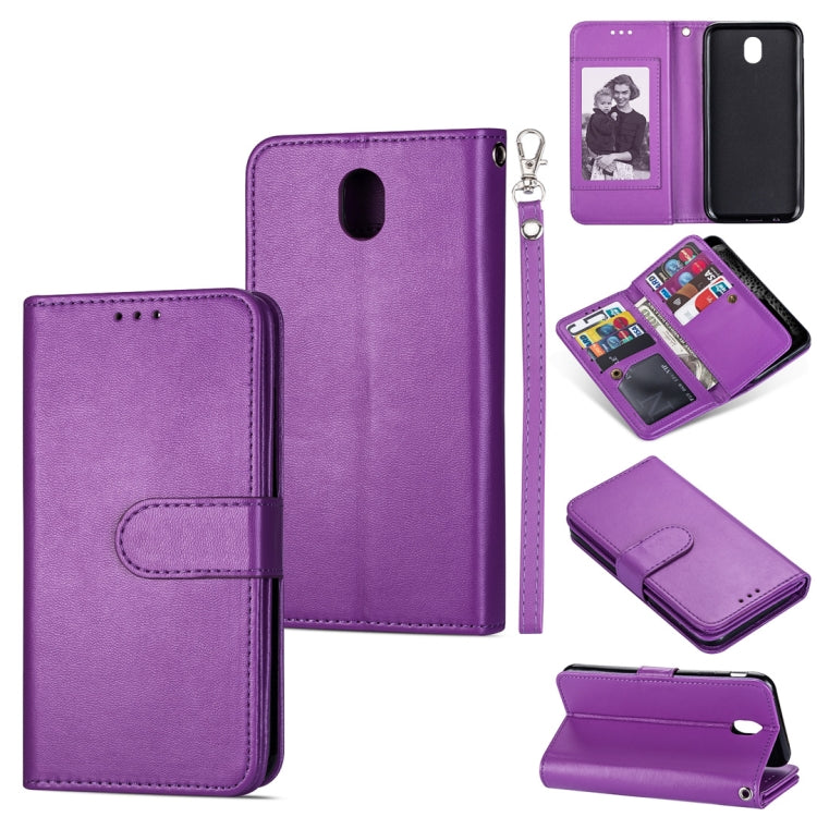 For Samsung Galaxy J7 (2018) Ultra-thin 9 Card Horizontal Flip Leather Case, with Card Slots & Holder & Lanyard