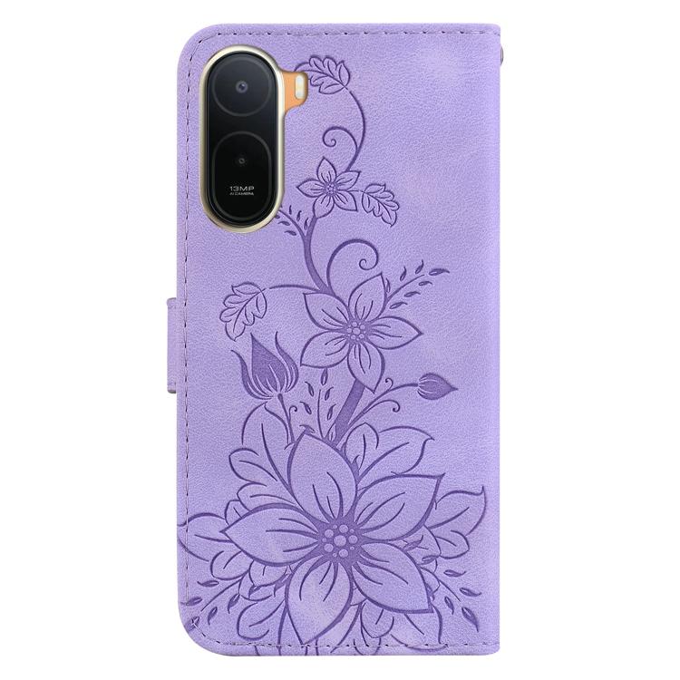 For Redmi A7 Pro 4G / 5G 171mm / Poco C85x 5G Lily Embossed Leather Phone Case