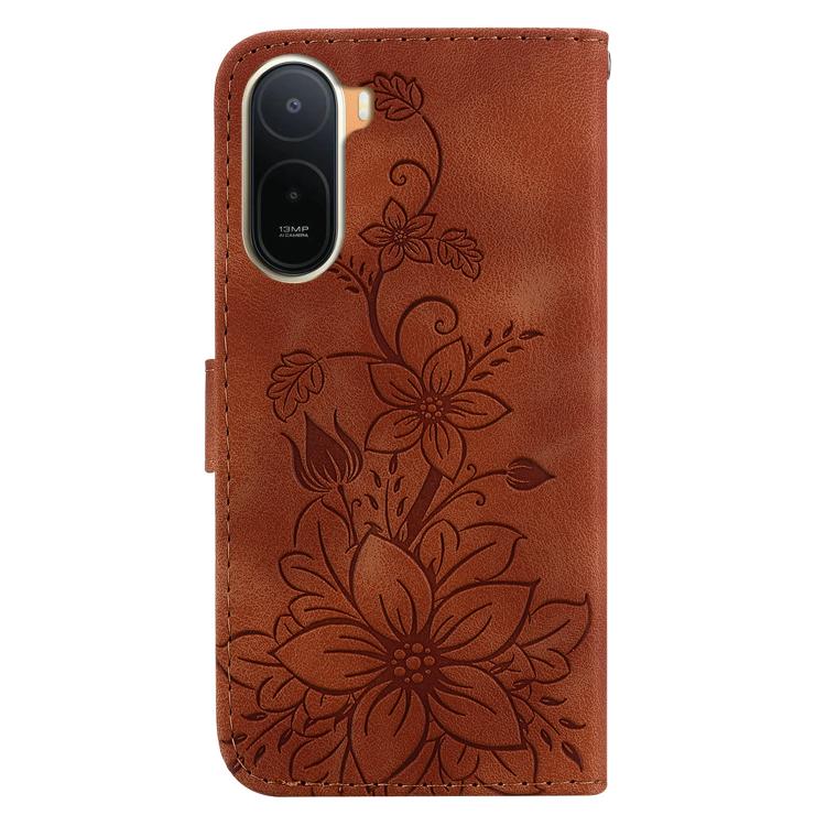 For Redmi A7 Pro 4G / 5G 171mm / Poco C85x 5G Lily Embossed Leather Phone Case