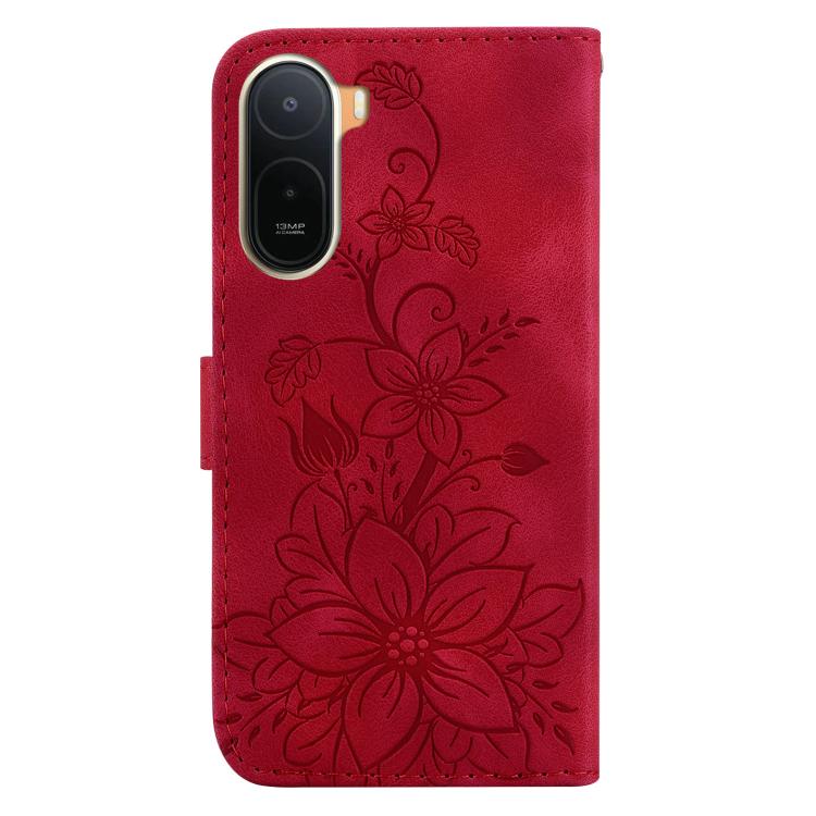 For Redmi A7 Pro 4G / 5G 171mm / Poco C85x 5G Lily Embossed Leather Phone Case