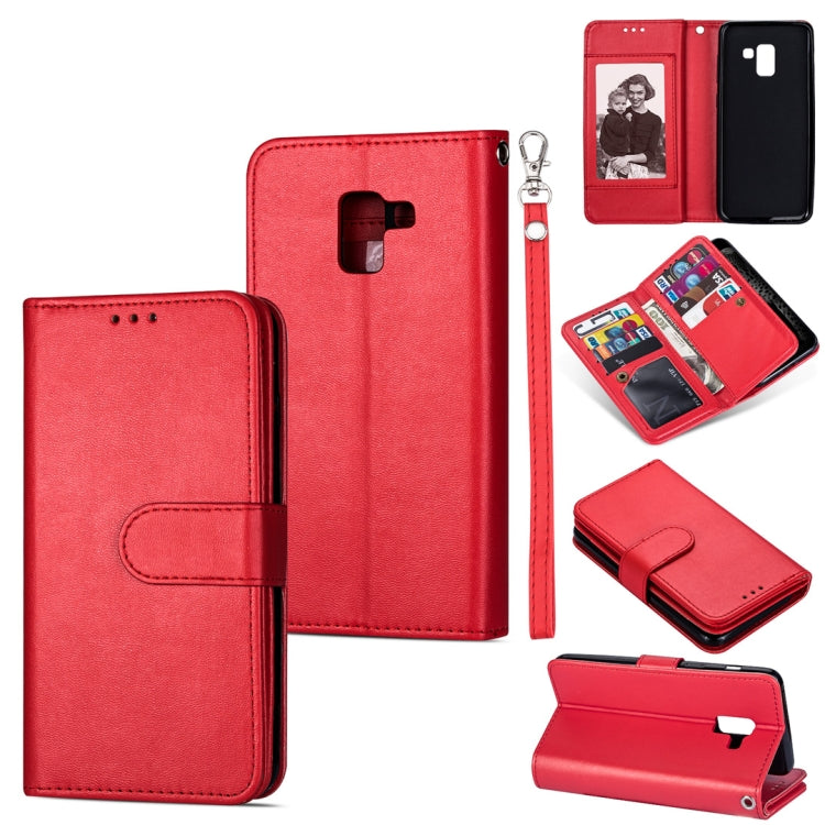 For Samsung Galaxy A6 (2018) Ultra-thin 9 Card Horizontal Flip Leather Case, with Card Slots & Holder & Lanyard