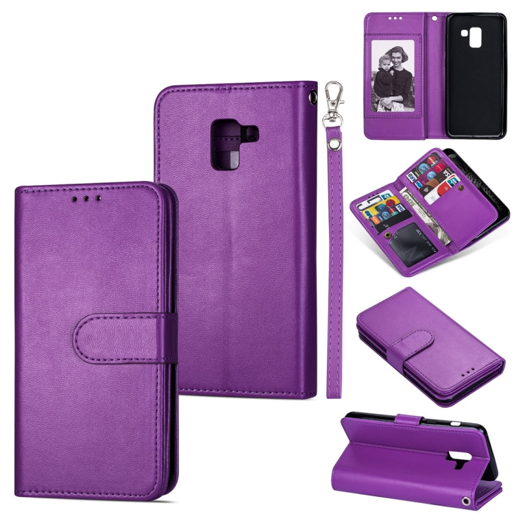 For Samsung Galaxy A6 (2018) Ultra-thin 9 Card Horizontal Flip Leather Case, with Card Slots & Holder & Lanyard