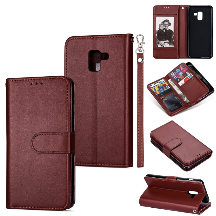 For Samsung Galaxy A6 (2018) Ultra-thin 9 Card Horizontal Flip Leather Case, with Card Slots & Holder & Lanyard