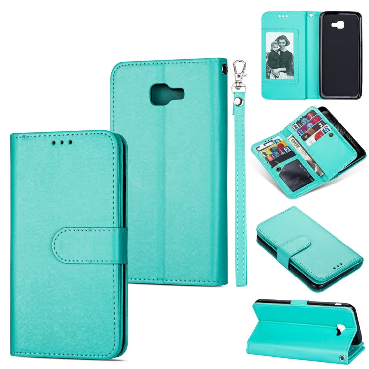 For Samsung Galaxy J4+ Ultra-thin 9 Card Horizontal Flip Leather Case, with Card Slots & Holder & Lanyard
