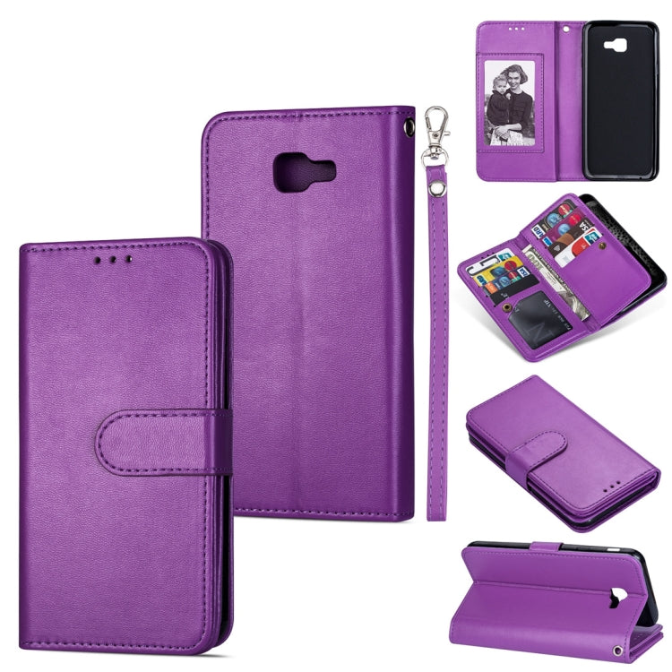 For Samsung Galaxy J4+ Ultra-thin 9 Card Horizontal Flip Leather Case, with Card Slots & Holder & Lanyard