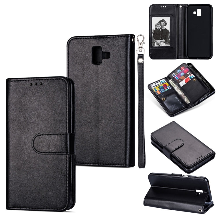 For Samsung Galaxy J6+ Ultra-thin 9 Card Horizontal Flip Leather Case, with Card Slots & Holder & Lanyard