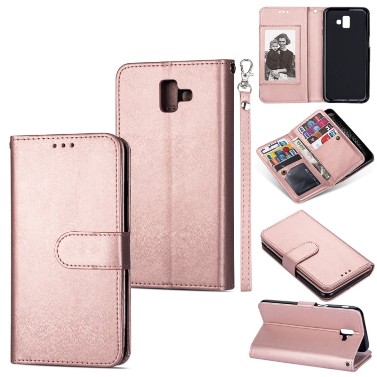 For Samsung Galaxy J6+ Ultra-thin 9 Card Horizontal Flip Leather Case, with Card Slots & Holder & Lanyard