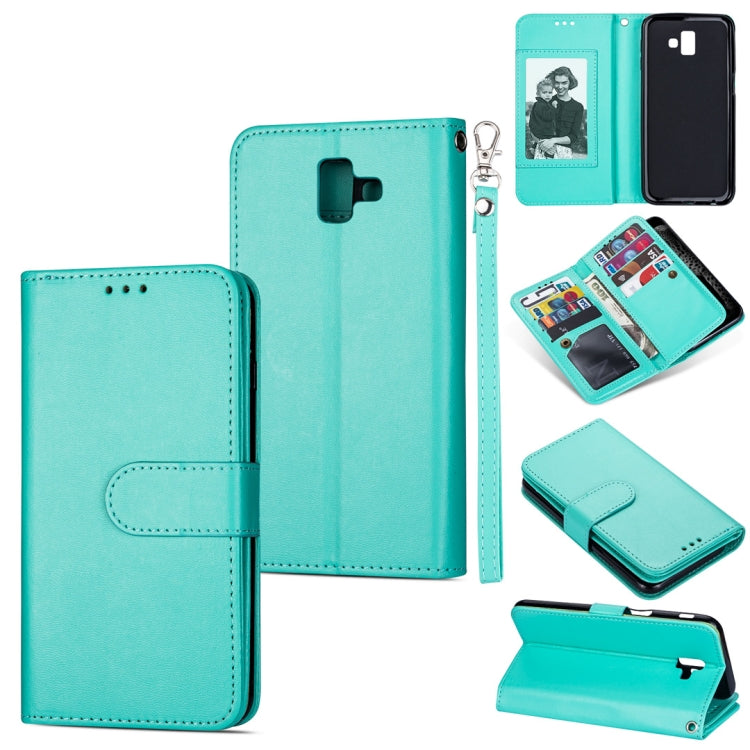 For Samsung Galaxy J6+ Ultra-thin 9 Card Horizontal Flip Leather Case, with Card Slots & Holder & Lanyard