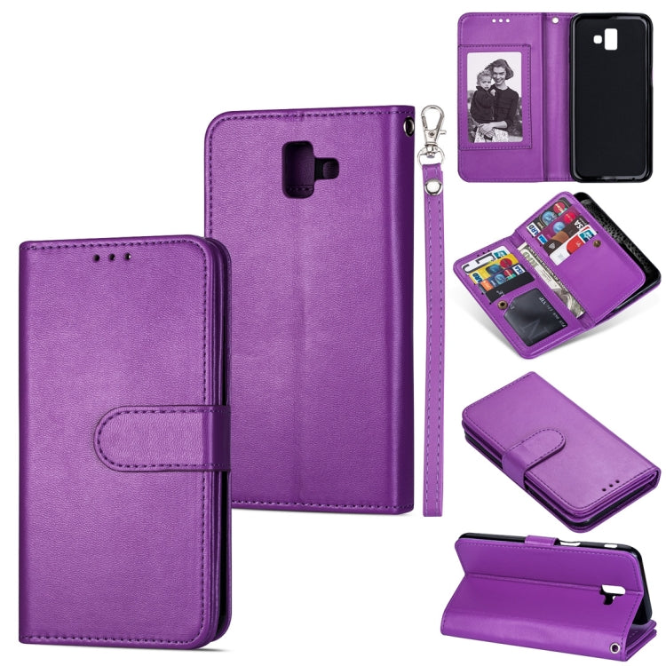 For Samsung Galaxy J6+ Ultra-thin 9 Card Horizontal Flip Leather Case, with Card Slots & Holder & Lanyard