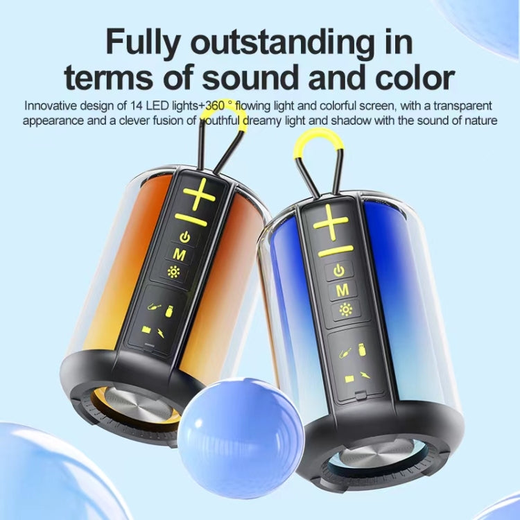 AEC S16 Portable LED Light Rainbow RGB Bluetooth Wireless TWS Speaker - Black